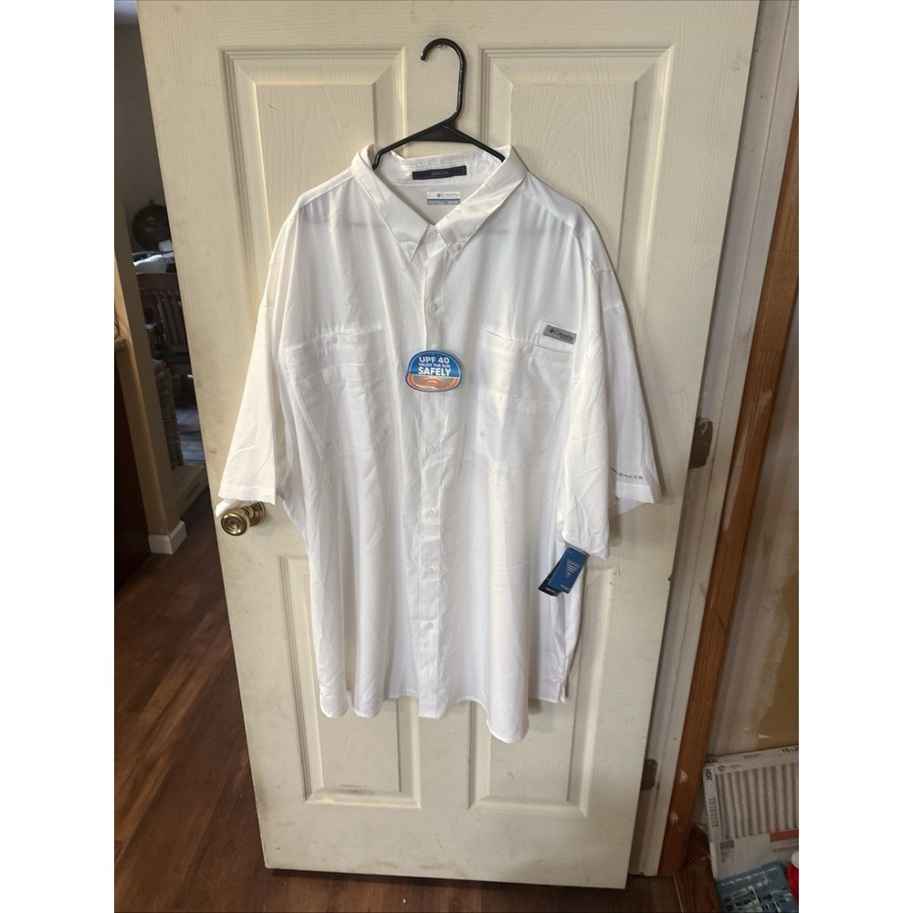 Columbia Bahama II Shirt Mens 5X White Omni-Shade Button Up Relaxed Fit